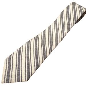 J.CREW Men's Slim Narrow Skinny Tie Necktie 100% Linen, Blue White 60" X 2.5"